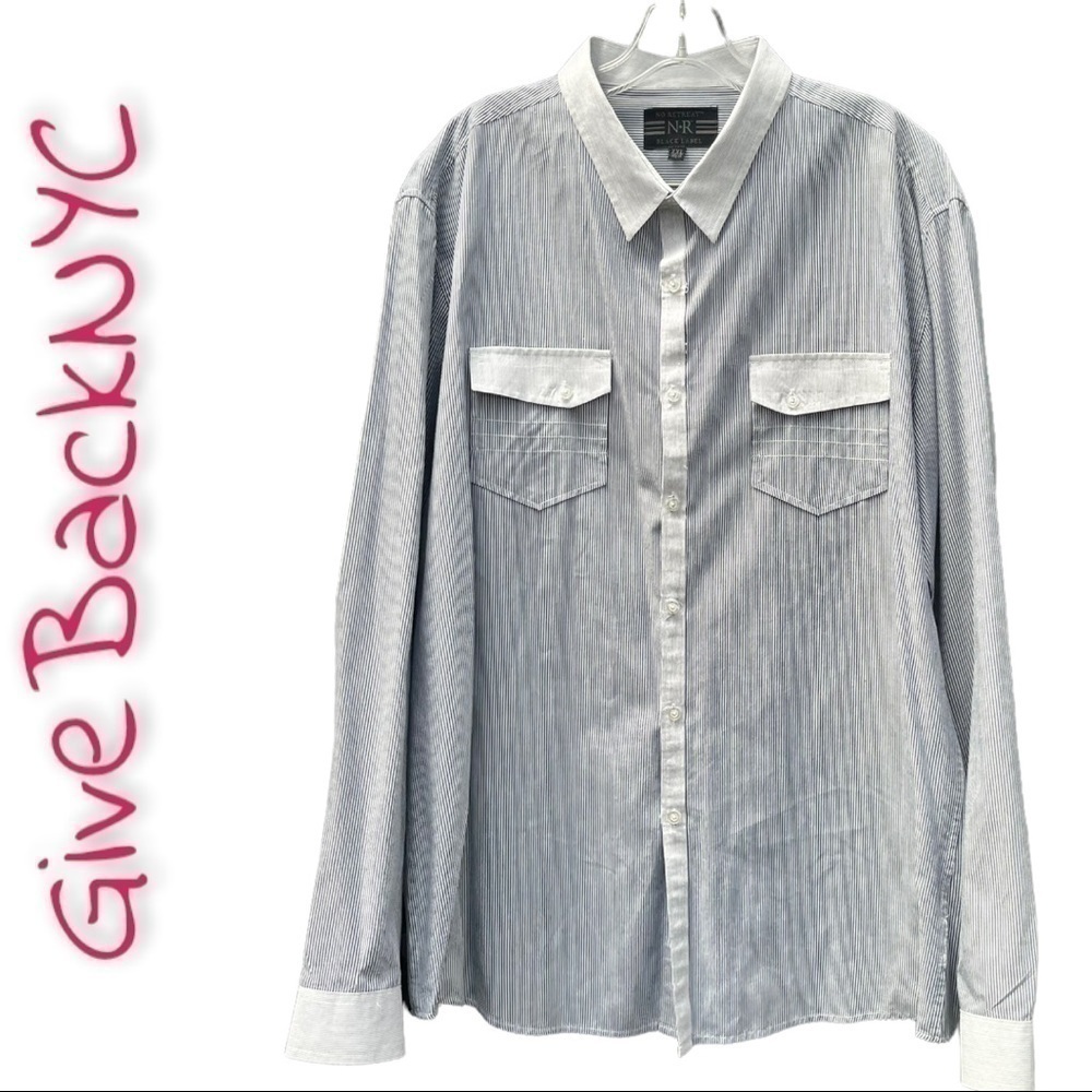 No Retreat Striped Button Down Shirt XXL